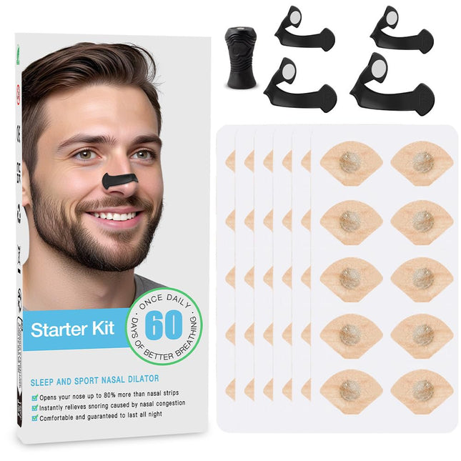 Gobesty 60 Pieces Breathing Nasal Strip, Breathing Magnet, Magnetic Nose Strip, Anti Snoring Nose Strips, Nasal Patches Breathe Better, Nasal Patches Against Snoring for Travel, Hotel