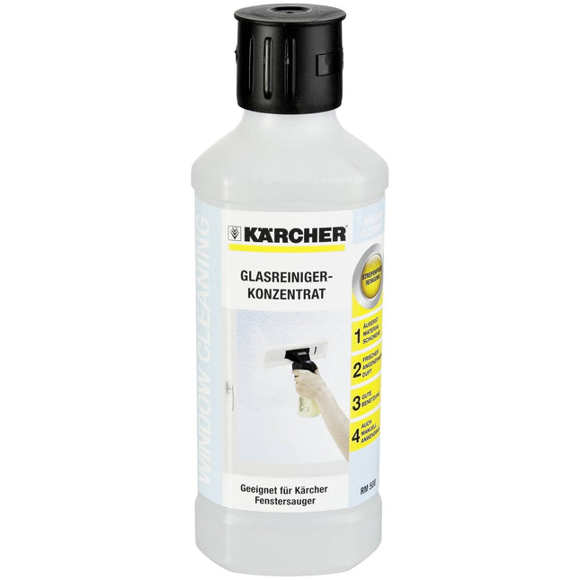 Kärcher Window Cleaner Concentrate RM 500, for streak-free cleaning of window glass, mirrors and shower cubicles, 500ml concentrate diluted to 4l cleaning fluid