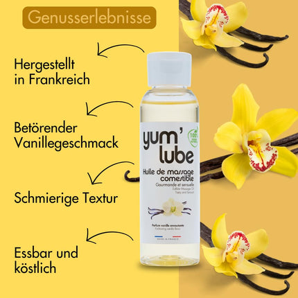 Yum'Lube | Sex &amp; erotic massage oil for massage &amp; intimate | Body oil with vanilla | Massage oil intimate suitable as sex oil | Massage oil for intimate areas &amp; massage oil sex intimate area