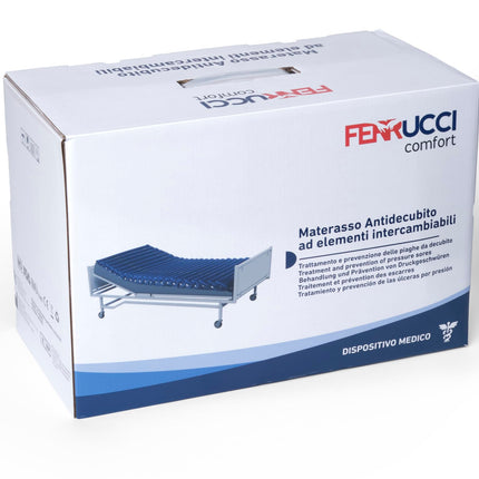 Anti-decubitus mattress with alternative air strips, replaceable strips, compressor included, CE marking, medical PVC, prevents and treats pressure ulcers