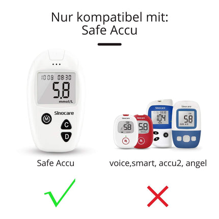 sinocare Safe-Accu blood glucose test strip set, 50 blood glucose test strips (only for Safe-Accu blood glucose meter test winner)