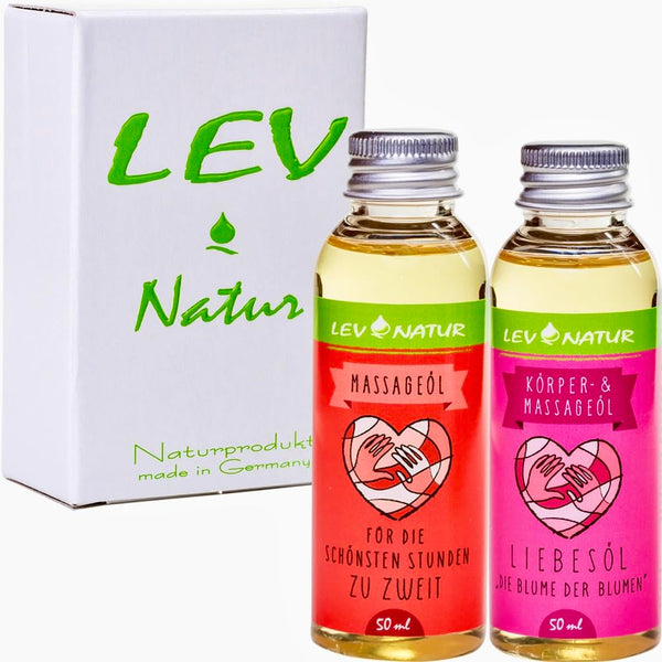 Lev-Natur Massage Oil Love Oil Gift Set Erotic Oil, natural product directly from the manufacturer, only high-quality natural oils 2 pcs. x 50ml