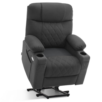 M MCombo TV chair with electric stand-up aid, 2 motors, backrest and legrest separately adjustable, recliner chair with electric reclining function 7501 (microfiber fabric, dark gray)