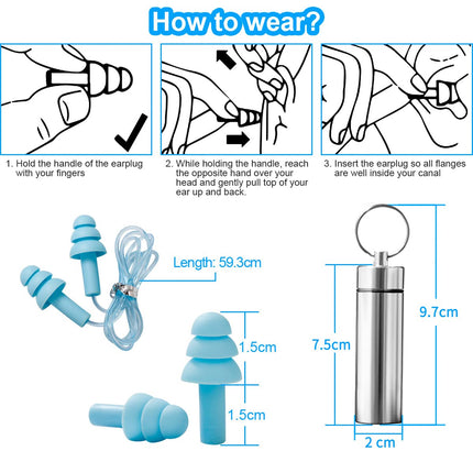 Earplugs for hearing protection, 14 pairs of earplugs SNR 31dB, made of reusable silicone, waterproof, soft hearing protection for sleeping and for airplanes, hearing protection earplugs with portable box - colorful