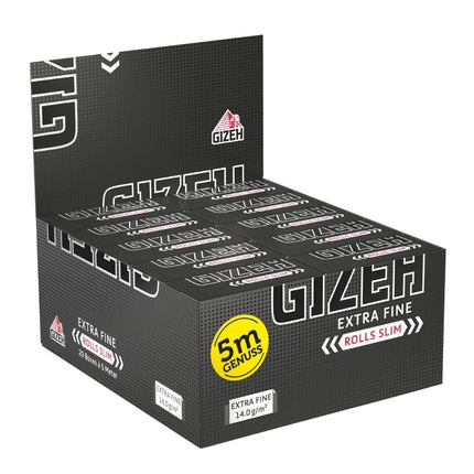 GIZEH BLACK Rolls Slim - Rolling Papers in Individual Lengths - 5 Meters of King Size Slim Paper - 20 Pack of Premium Rolling Papers (14 g/m²)