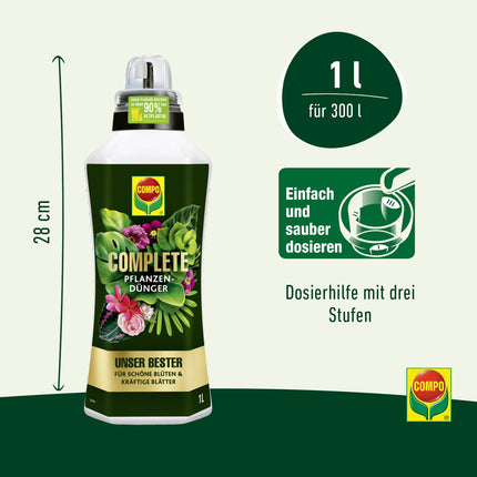 COMPO COMPLETE plant fertilizer for all plants, universal fertilizer with calcium and magnesium, 1 liter