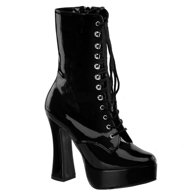 Higher Heels PleaserUSA platform ankle boots Electra-1020 patent black. Size 36
