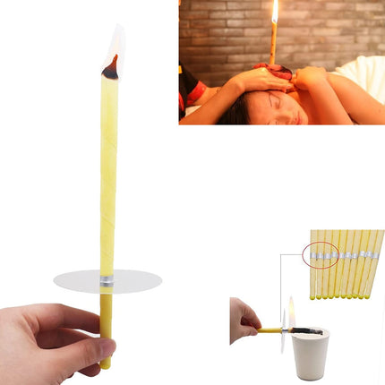 20 ear candles made of natural beeswax, perfume hollow cone candle with 10 protective discs (20)