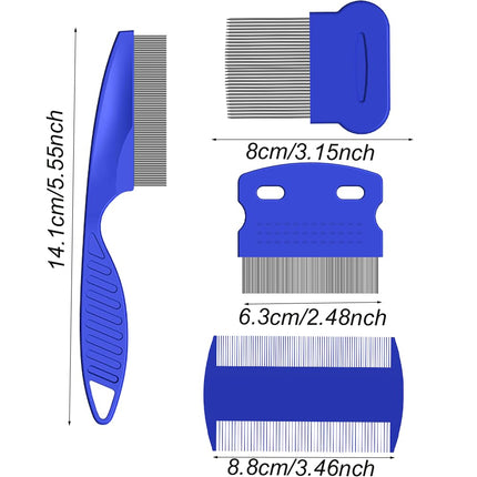 Lmyzcbzl Lice Comb, 4 Piece Flea Comb, Lice Comb Set, Plastic Double-Sided Nits Comb, Metal Teeth Lice Comb, for Removing Flea and Lice