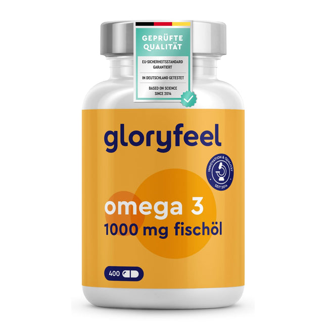 Omega 3 400 Capsules (+1 year) - 1,000 mg fish oil per capsule - Essential Omega 3 fatty acids with EPA &amp; DHA - Sustainable fishing, laboratory-tested, made in Germany without additives