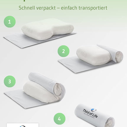 Orthopedic neck support pillow / side sleeper pillow NuMOON for pressure relief of the cervical spine, pillow suitable for allergy sufferers, anti-inflammatory aloe vera extract &amp; free second cover