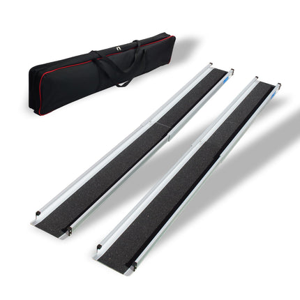 TRUTZHOLM wheelchair ramp, telescopic ramp, 120-213 cm, loading ramp, access ramp, pair | 270 kg | anti-slip coating, lightweight in a textile bag (213)