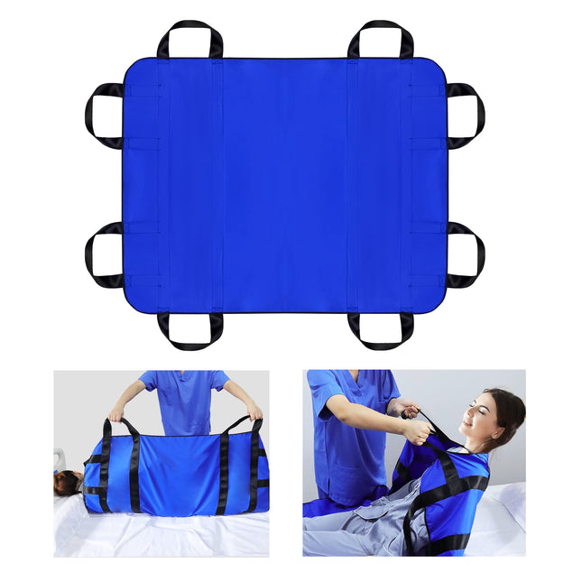 LOSCHEN Transfer Board for Patient Lifts, Patient Transfer Board with Eight Handles, Suitable for Obese People, Elderly People and Patients Who Need to Be Transferred (Blue 100 * 120cm)