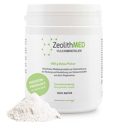 Zeolite MED Detox Powder 400g, medical device, pharmacy quality, comparison winner, detoxification treatment, volcanic minerals, healing clay