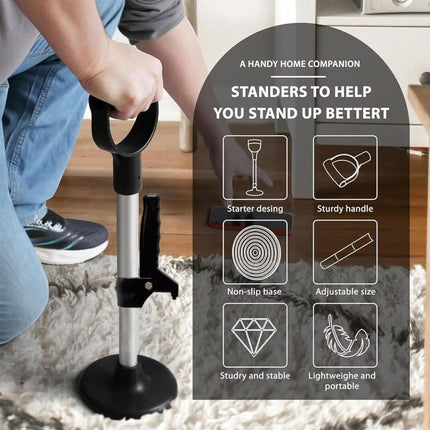 Standing aid, standing aids with handrail, standing aid for seniors, height-adjustable, standing aid from the floor, disabled-friendly accessories for everyday life, black