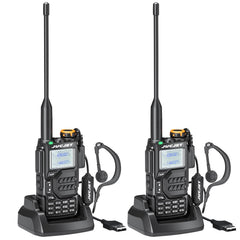 JUCJET UV-K5 Portable Walkie Talkies, Two-Way Radio with Original Earpieces &amp; USB Charging Station, 200 Channels High-Performance Walkie Talkie for Adventure, Outdoor, Camping, (Black, 2 Pack)