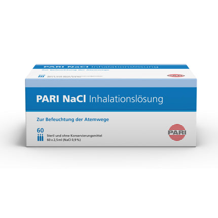 PARI saline solution for inhalation for children and adults – 60 ampoules of 2.5ml NaCl 0.9 inhalation solution – sterile and without preservatives