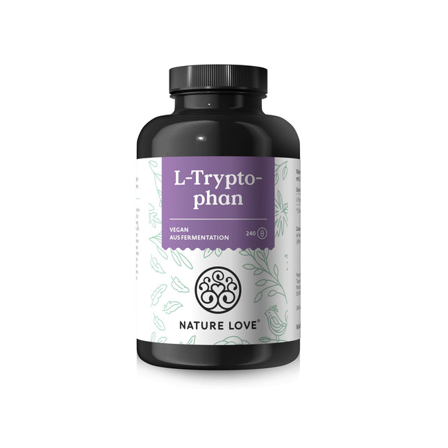 NATURE LOVE® L-Tryptophan - 240 capsules, laboratory-tested, high-dose with 500 mg per daily dose, vegan and produced in Germany - without unnecessary additives