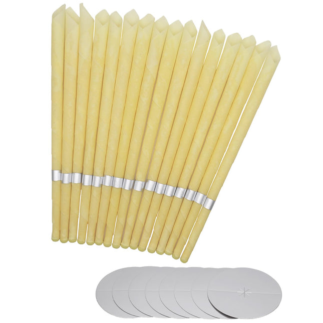 20 ear candles made of natural beeswax, perfume hollow cone candle with 10 protective discs (20)