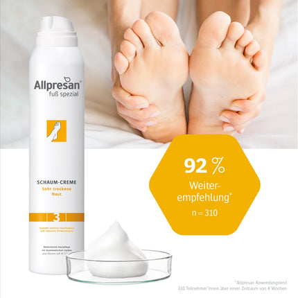 Allpresan Foot Special No. 3 Original Foam Cream – For the daily care of very dry feet, vegan, 200 ml