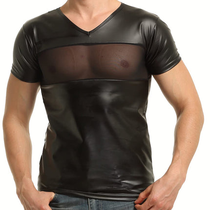 Latex-like men's shirt with mesh insert (S)