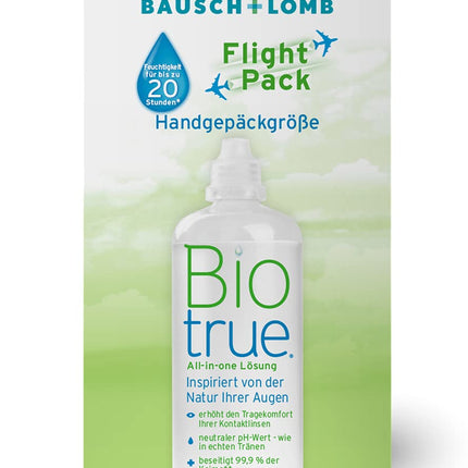 Bausch + Lomb Biotrue All-in-One Contact Lens Cleaner and Storage Solution for Soft Contact Lenses Travel Kit, Flight Pack, 100 ml