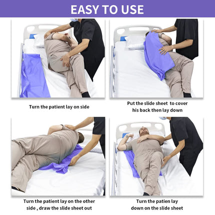 Ehucon Patient Flat Transfer Slide Sheet-55"x79" for Patient/Elderly/Senior Transfers in Cars/Wheelchairs/Beds Transferring and Repositioning Easy, Reusable and Washable, Purple