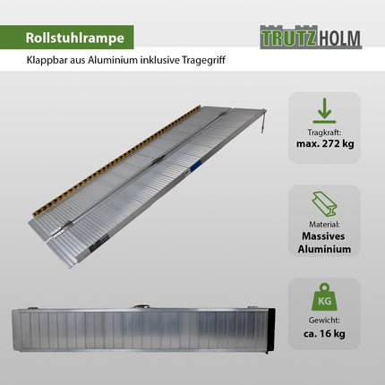 TRUTZHOLM wheelchair ramp foldable 213 cm load capacity 272 kg aluminum grey ribbed access ramp