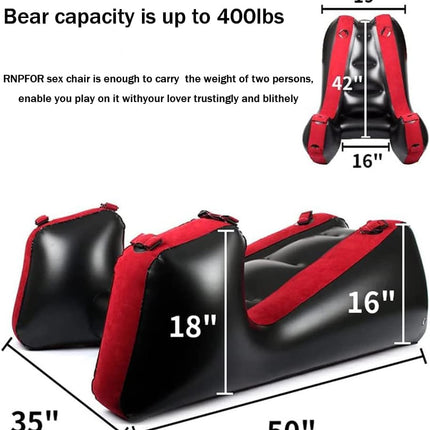 Sex Sofa Sex Furniture Pillow BDSM Sex Toys Inflatable Pillow for Couple Sexual Position Support Multifunctional Ramps，PVC Flocked Sex Chair Ramp Furniture with Bondage