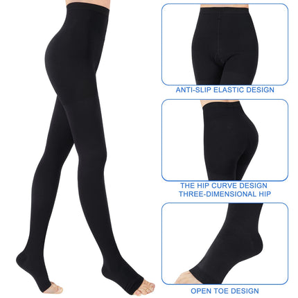 Evolyline 20-30mmHg Medical Compression Tights Women &amp; Men Long, Class II Graduated Compression Stockings Men Open Toe, Support Stockings for Pregnancy Varicose Veins Edema