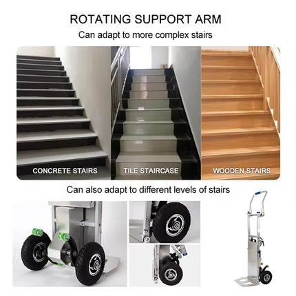 HZWJD Electric Stair Climber, with extendable handle, electric stair climber, electric stair climber made of aluminum alloy, trolley wheels, dolly trolley, load capacity 200 kg A