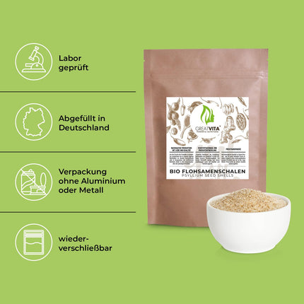 GreatVita Organic Psyllium Husks, 99% Pure, 500g Indian Psyllium Husks, High in Fiber, Powder