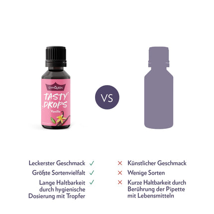 GymQueen Tasty Drops, Vanilla, Flavour Drops without Calories, 30ml