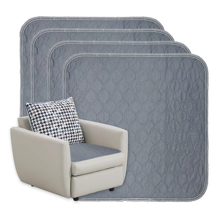 GRUENERDE Set of 4 Washable Incontinence Seat Covers Waterproof Chair Cover Highly Absorbent Durable Chair Pad for Armchairs Chairs Wheelchairs 54x56cm Grey