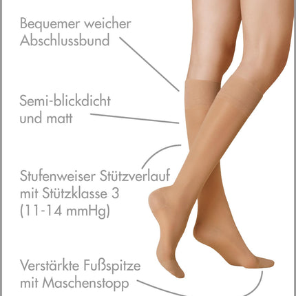 KUNERT women's knee-highs Fly&amp;Care® 40 effective support class III 40 DEN tan 1003 39-42