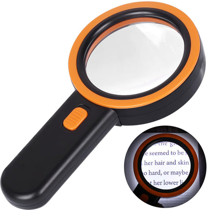 AIXPI Magnifying Glass with Light, 30x Reading Magnifier, 12 LEDs Magnifying Glass, Handheld Magnifying Glass Illuminated Magnifier for Children, Seniors, Jewelers, Coins (Black)