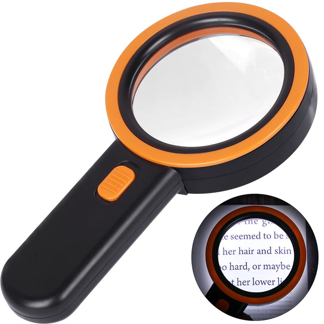AIXPI Magnifying Glass with Light, 30x Reading Magnifier, 12 LEDs Magnifying Glass, Handheld Magnifying Glass Illuminated Magnifier for Children, Seniors, Jewelers, Coins (Black)