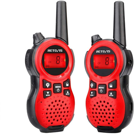 Retevis RT638 Walkie Talkie for Kids Ages 3-12, 16 Channels Flashlight VOX, Birthday Gift Toy for Children's Games, Hiking, Garden, Outdoors (Red, 1 Pair)