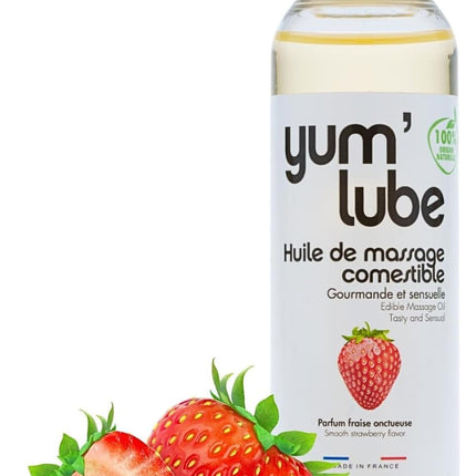 Yum'Lube | Sex &amp; erotic massage oil for massage &amp; intimate | Body oil with strawberry | Massage oil intimate suitable as sex oil | Massage oil for intimate areas &amp; massage oil sex intimate area