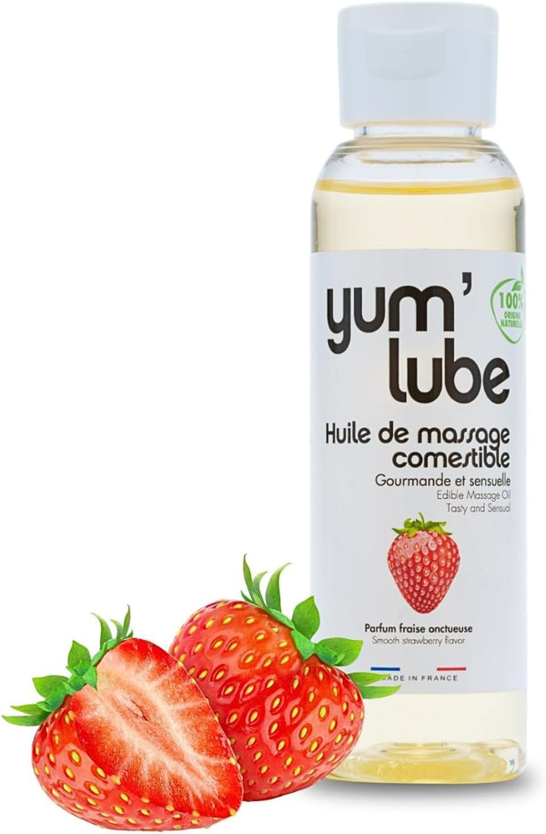 Yum'Lube | Sex &amp; erotic massage oil for massage &amp; intimate | Body oil with strawberry | Massage oil intimate suitable as sex oil | Massage oil for intimate areas &amp; massage oil sex intimate area
