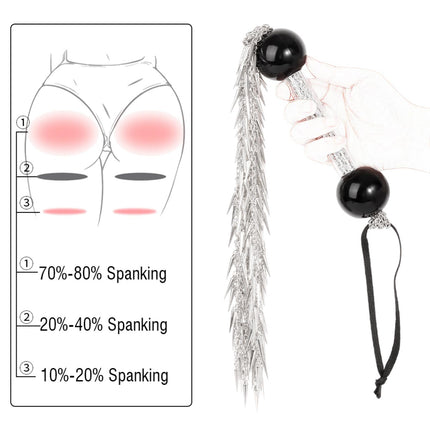 Whip Metal with Chain, Flogger Riding Erotic Bead Handle Spanking Whip Adult Game Bondage Spanking Toy Accessory Sex Toys for Couples SM Role Play