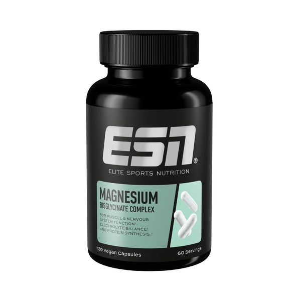 ESN Magnesium Capsules, 120 Capsules, 300 mg Magnesium per Daily Serving - Magnesium bisglycinate capsules, Energy support, high bioavailability - Made in Germany