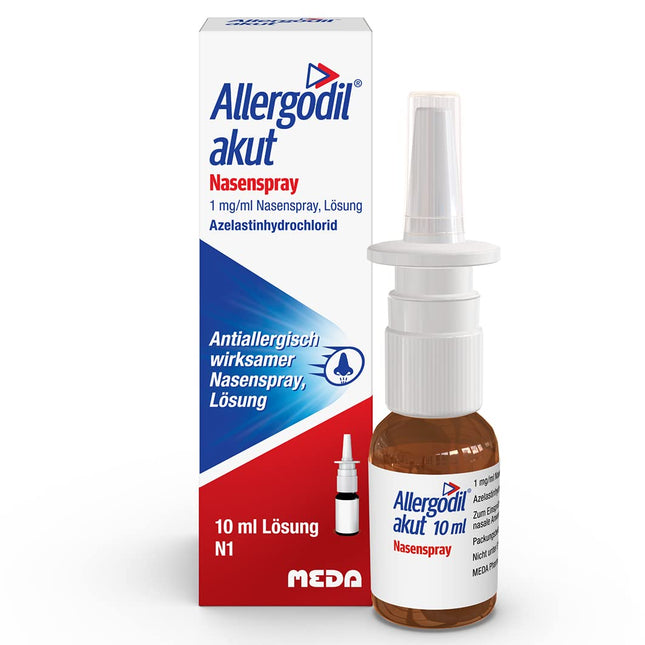 Allergodil acute nasal spray: Azelastine spray for hay fever &amp; non-seasonal allergic rhinitis, 1 mg/1 ml solution, 10 ml