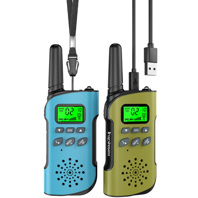 Inspireyes Walkie Talkie Kids Rechargeable, 48 Hours Working Time, 8 Channels 2-Way Radio, Gifts for Boys Girls, Outdoor Hiking Camping, 3-12 Year Old Toy