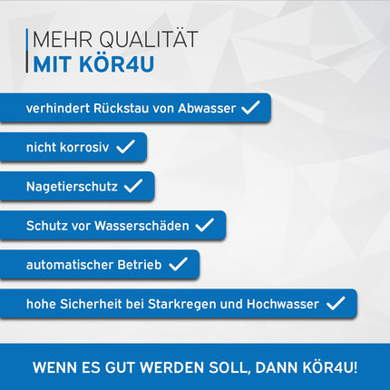 kör4u backflow flap DN 110, orange, wastewater, rat protection, backflow preventer (DN 110)
