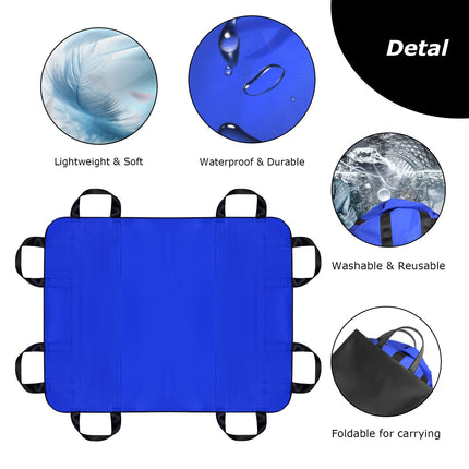LOSCHEN Transfer Board for Patient Lifts, Patient Transfer Board with Eight Handles, Suitable for Obese People, Elderly People and Patients Who Need to Be Transferred (Blue 100 * 120cm)