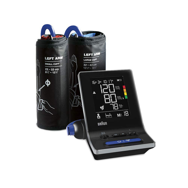 Braun ExactFit 5 Connect Smart Upper Arm Blood Pressure Monitor | Braun Healthy Heart App | Clinically proven precision | Color-coded display | 2 cuff sizes | For home use | BUA6350