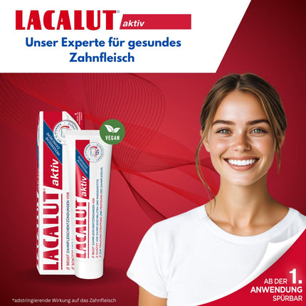 LACALUT ACTIVE TOOTHPASTE, 100ml Toothpaste, immediately noticeable tightening and strengthening of the gums, effective dental &amp; gum care, 1 x 100ml