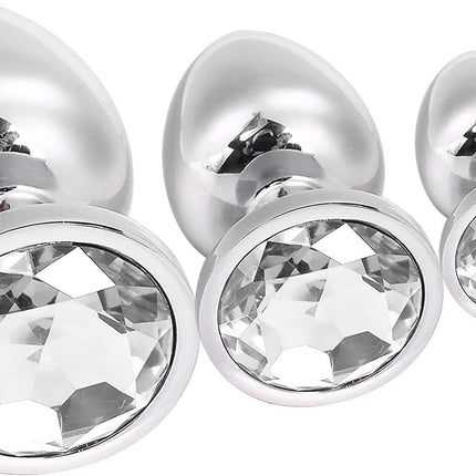 Greenpinecone Small Medium Large Metal Anal Plug Set Buttplug Anal Butt Plug with Crystal Diamond