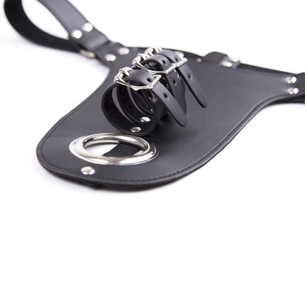 SUPKTHDY Men's Wetlook T-Back G-String Crotchless Lingerie Leather Underwear Mini Briefs Open Crotch Panties Adjustable Belt with Buckle Sexy Panties Clubwear